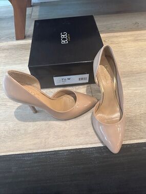 BCBG Nude Patent Pointed Toe Pumps